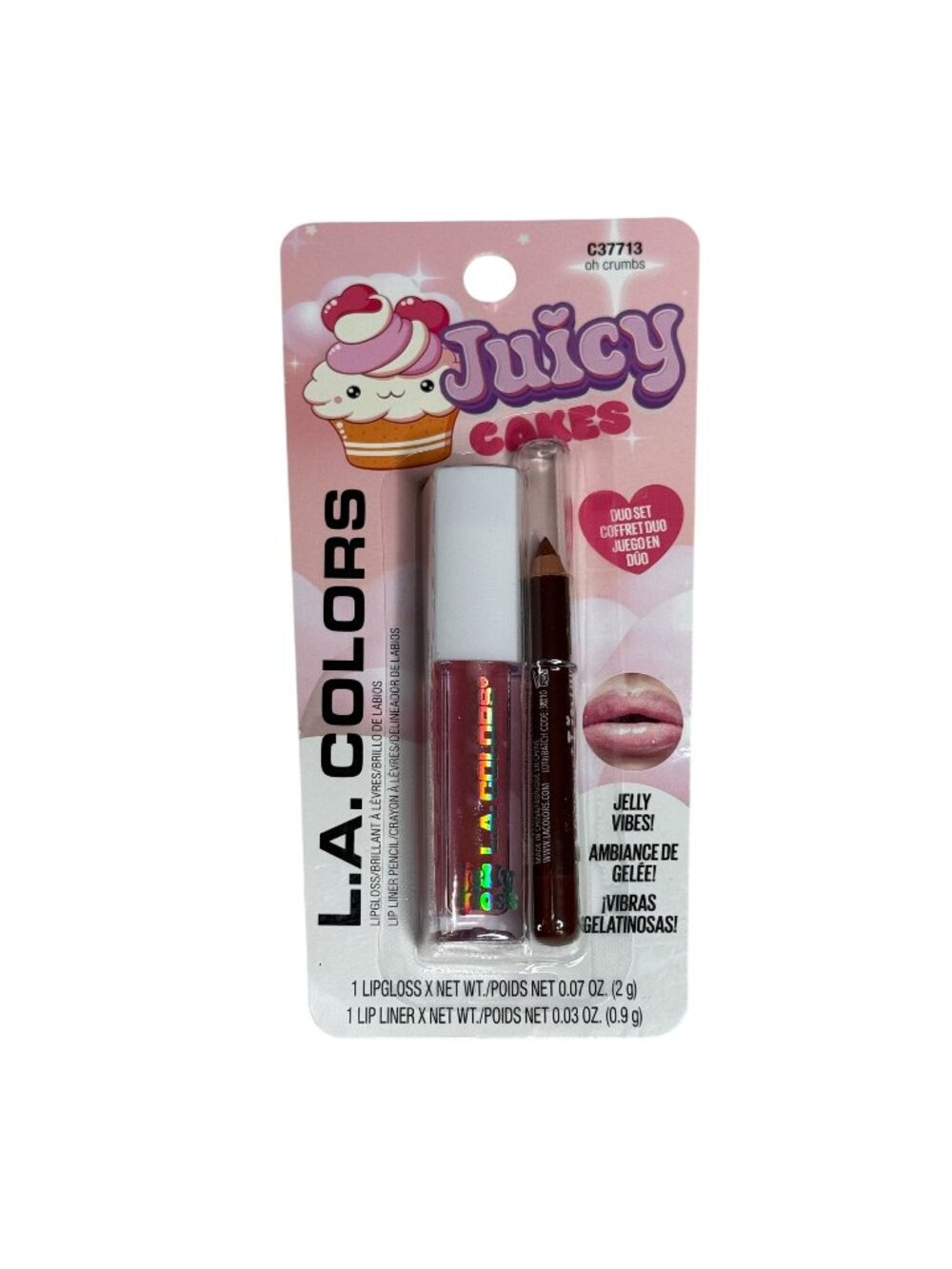 LA Colors Juicy Cakes Lip Gloss Lip Liner Duo Oh Crumbs Jelly Vibes
